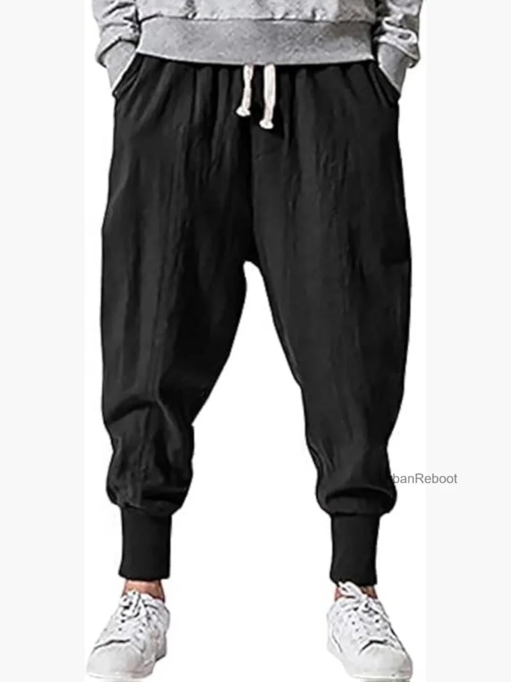Linen Harem Pants Drawstring Elastic Waist Baggy Joggers Cargo Sweatpants